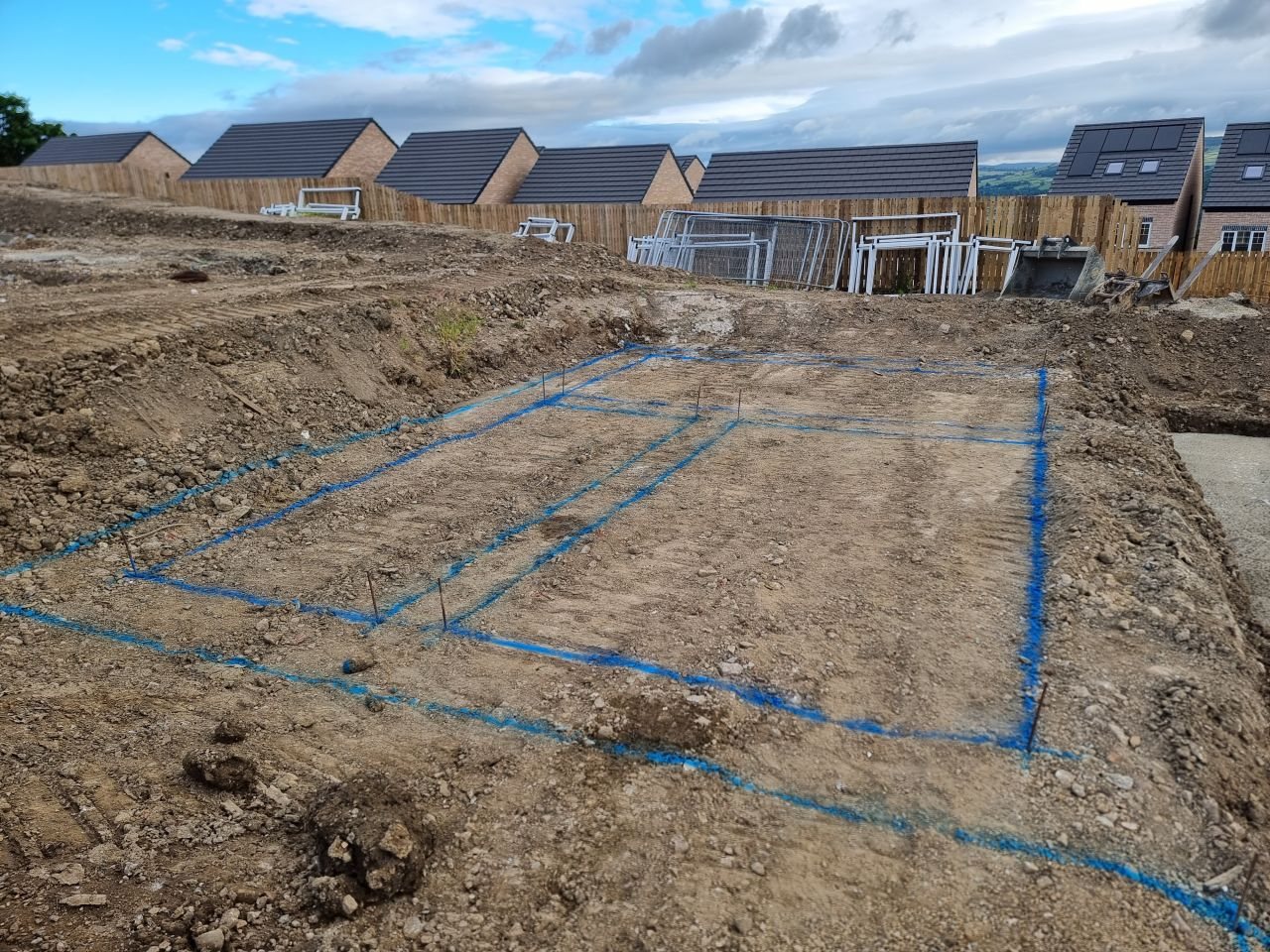 Foundation setting out on a housing development