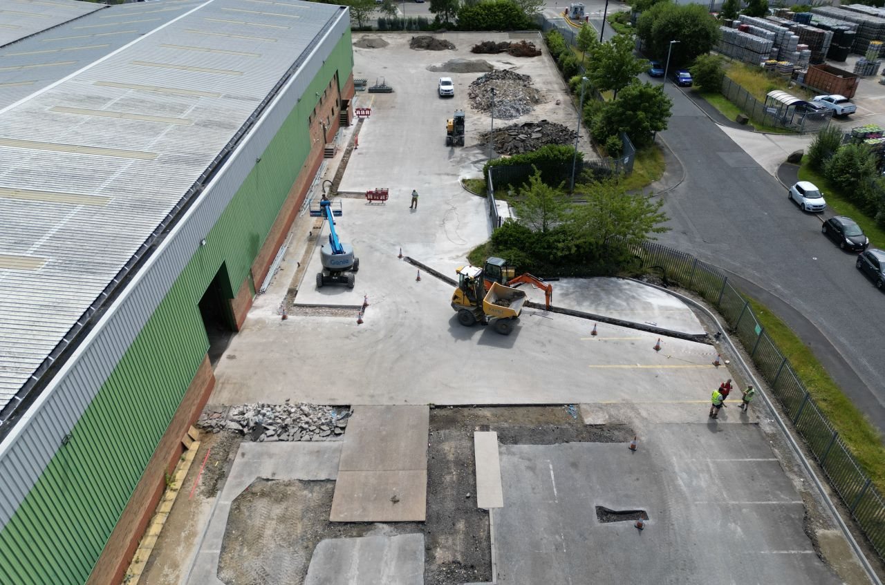 Civil engineering works on an industrial yard